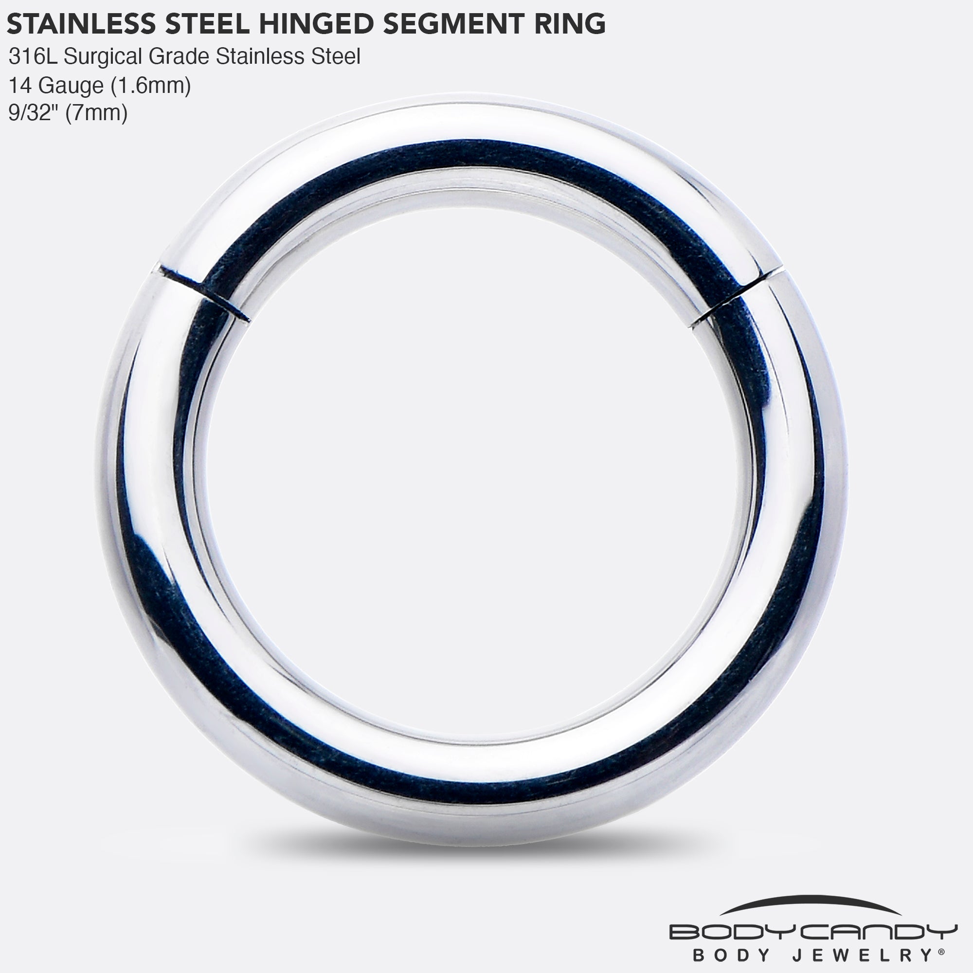 14G 7mm 316L Surgical Steel Precision Hinged Segment Hoop