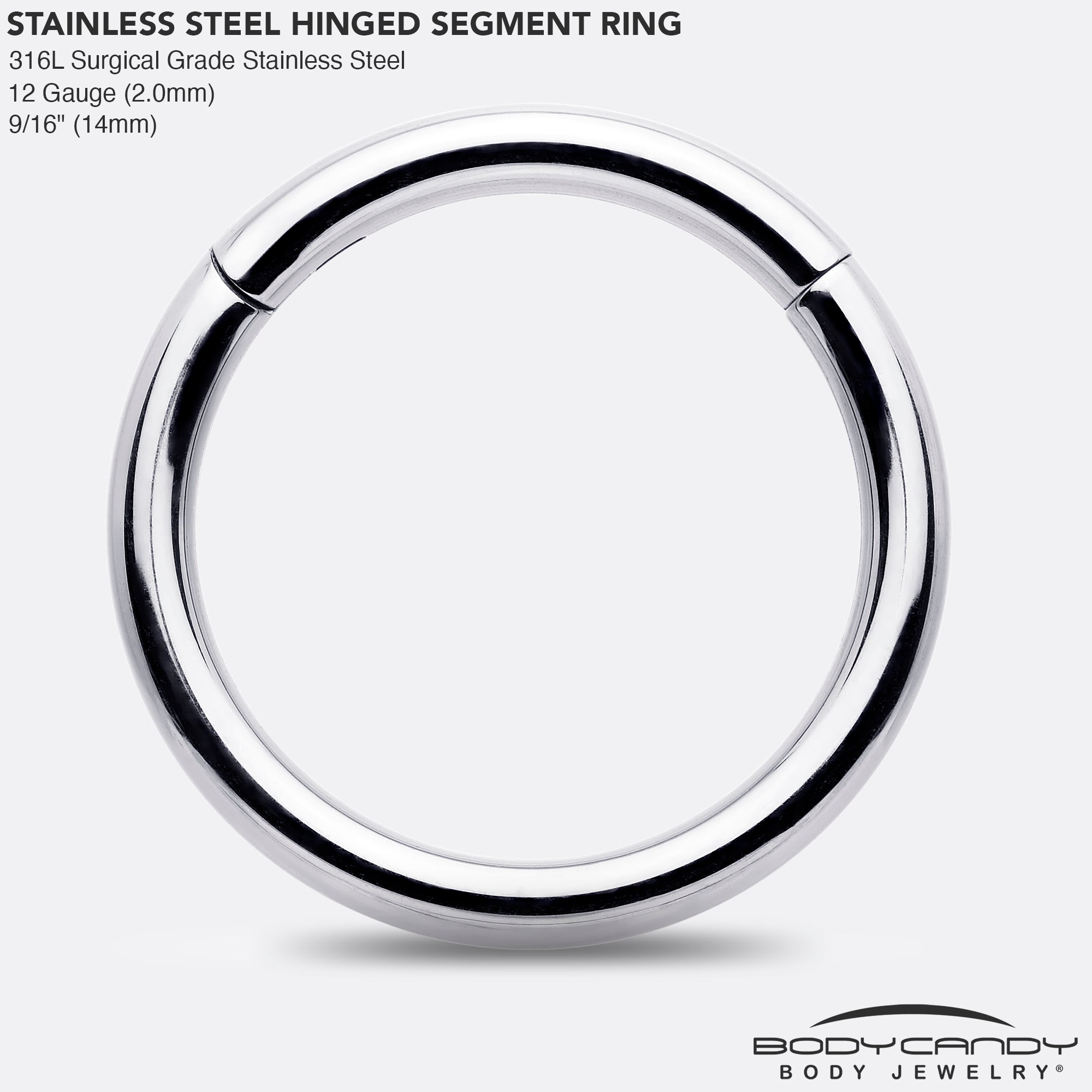 12G 9/16 316L Surgical Steel Precision Hinged Segment Hoop