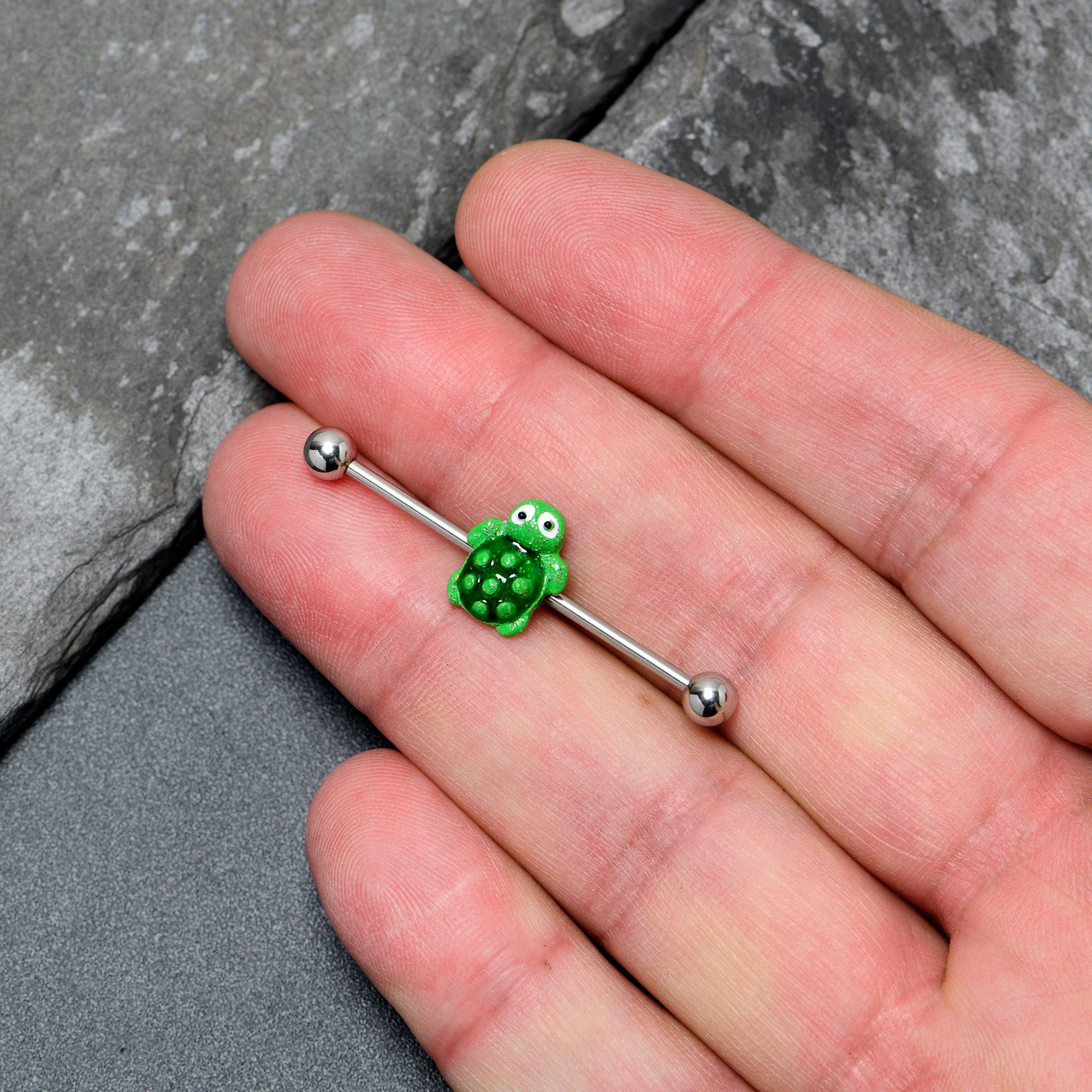 14G Texture Turtle Industrial Barbell 38mm