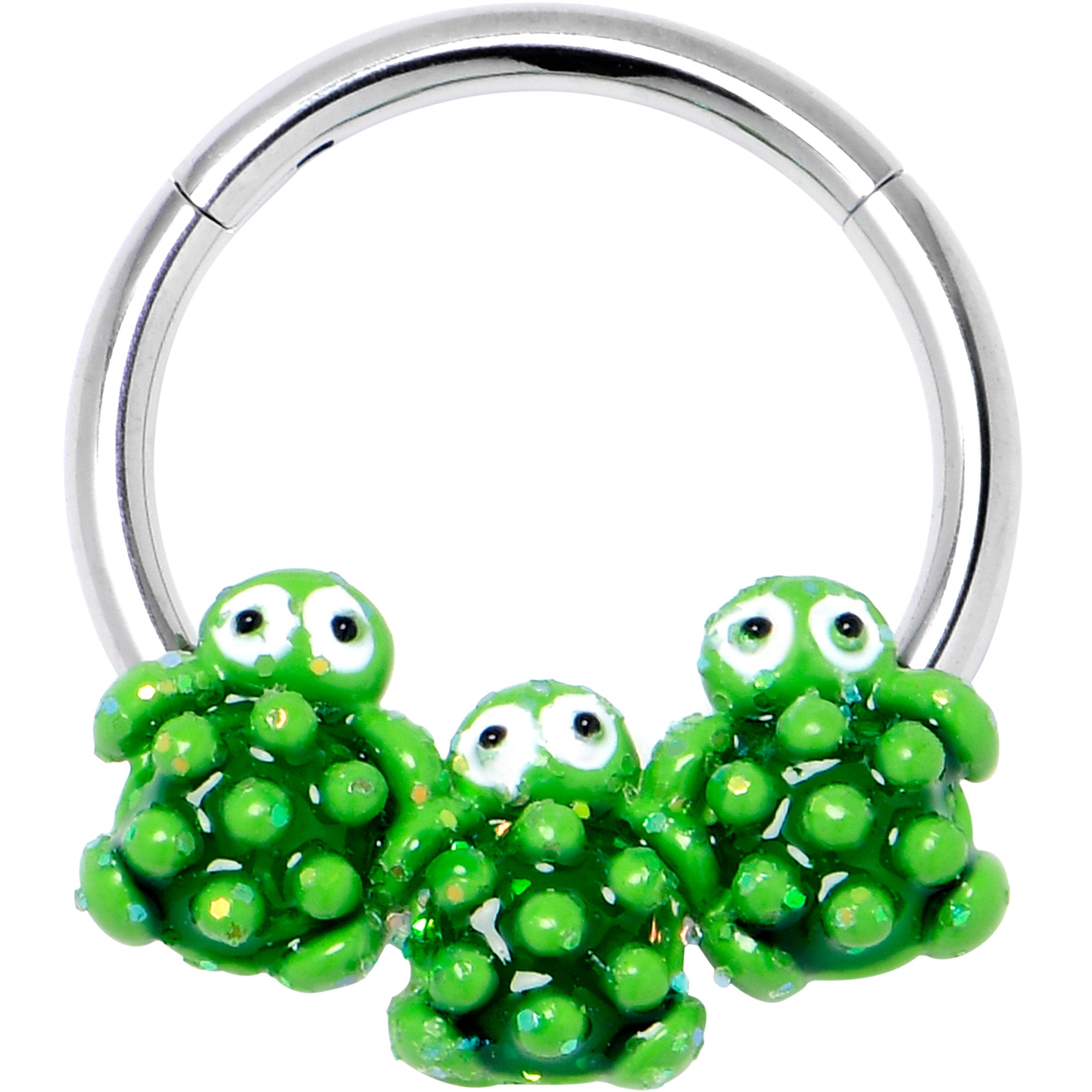 16G 3/8 Texture Turtle Trio Hinged Segment Ring