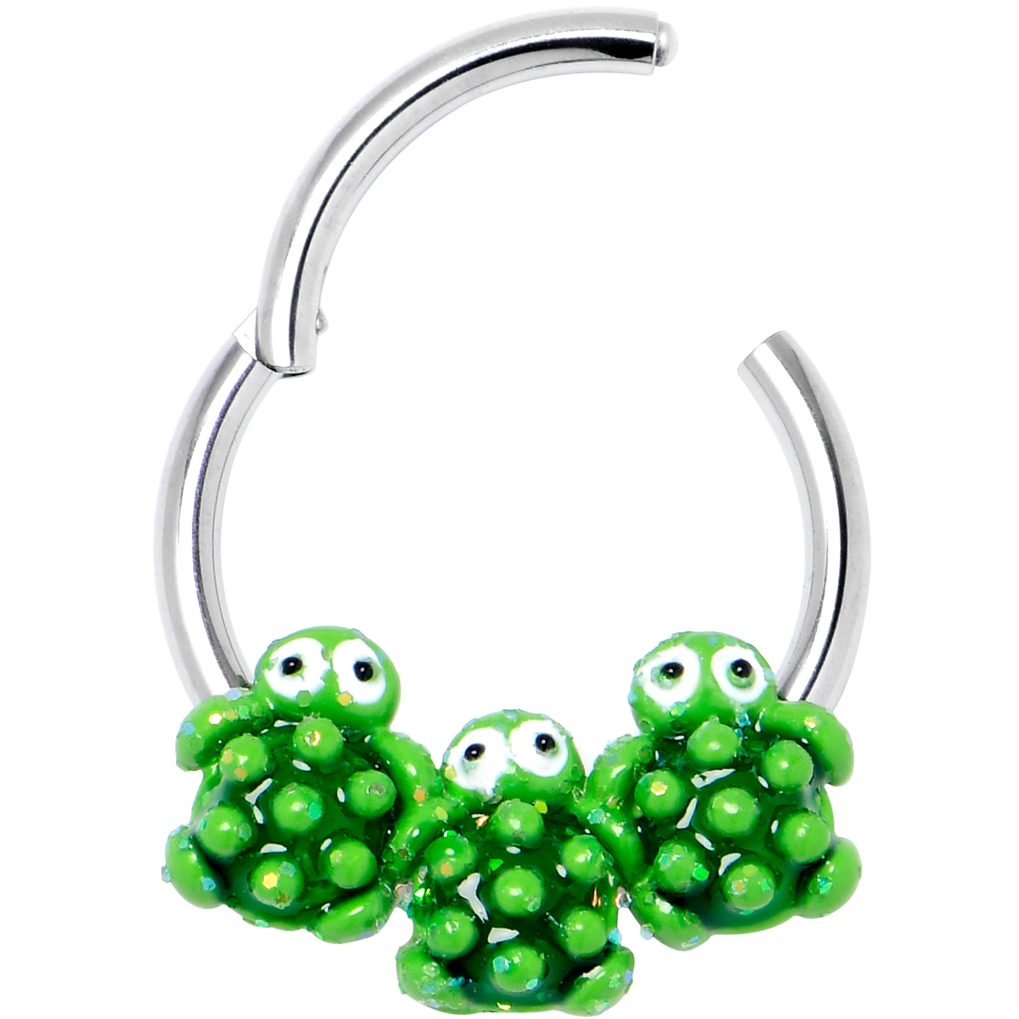 16G 3/8 Texture Turtle Trio Hinged Segment Ring