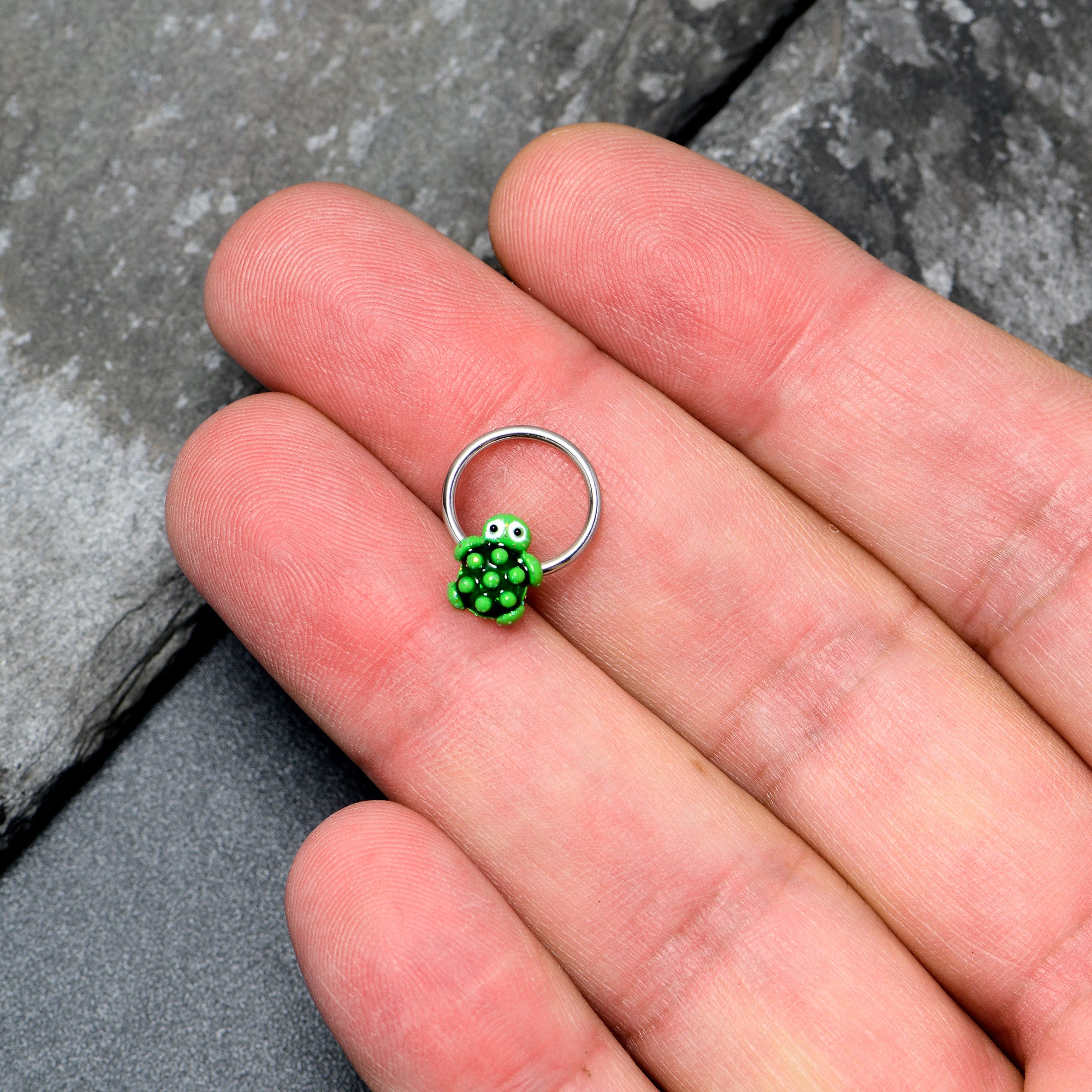 16G 3/8 Texture Turtle BCR Captive Ring