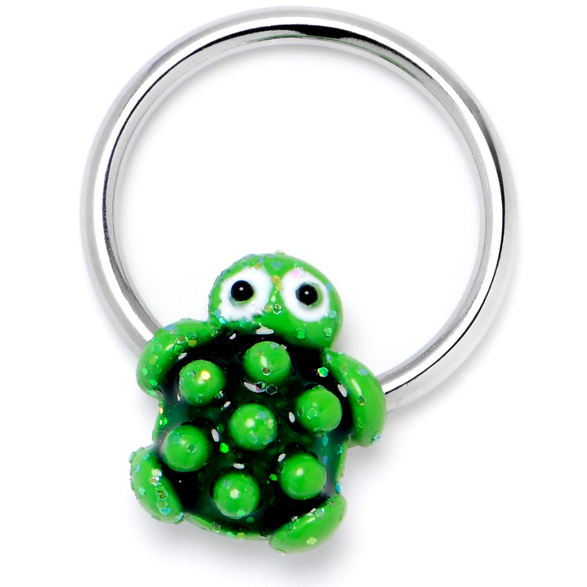 16G 3/8 Texture Turtle BCR Captive Ring