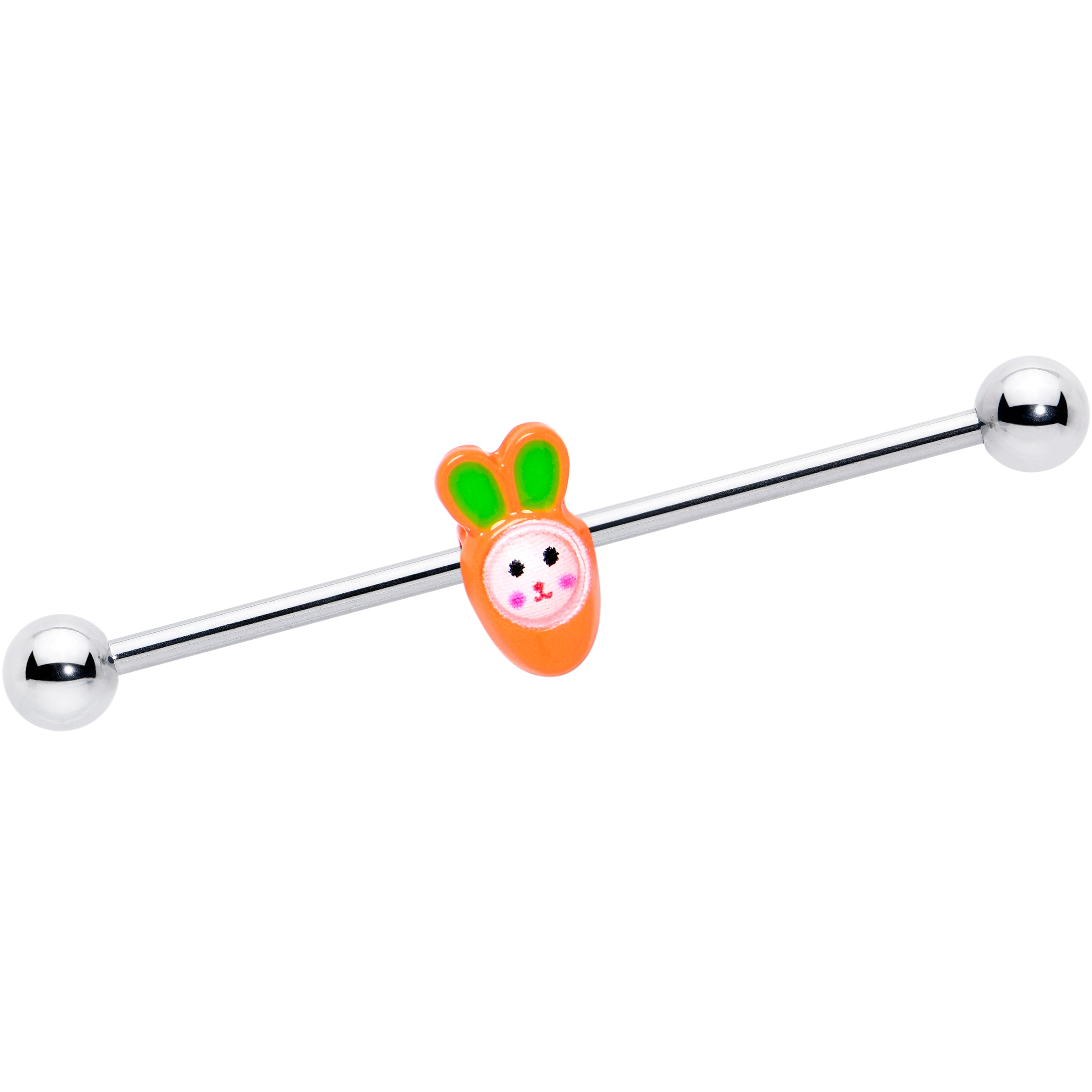 14G Surprise Carrot Easter Bunny Industrial Barbell 38mm