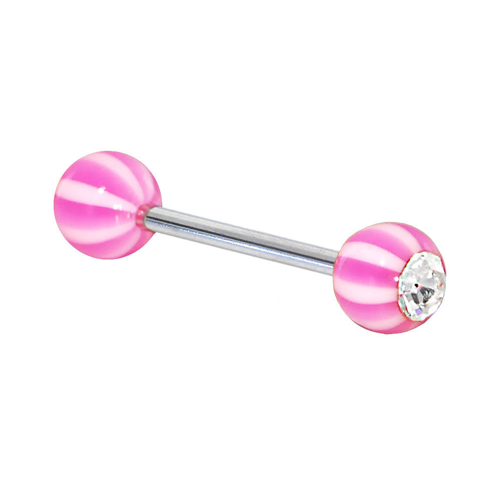 Crystalline Gem FLAMINGO Beach Ball Barbell Tongue Ring