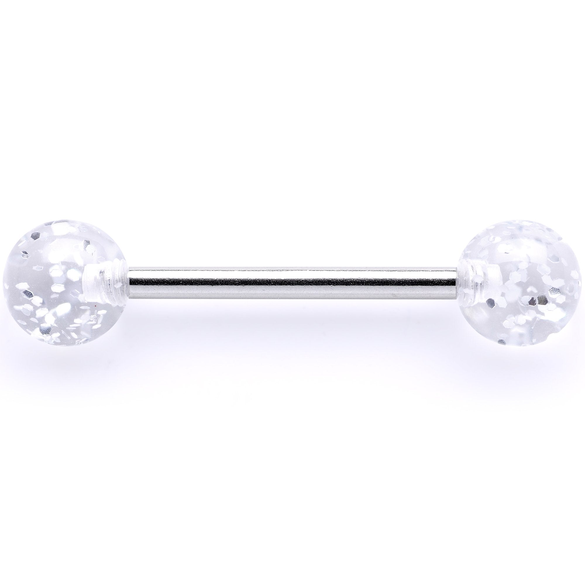Clear Acrylic Ball Glitter Barbell Tongue Ring