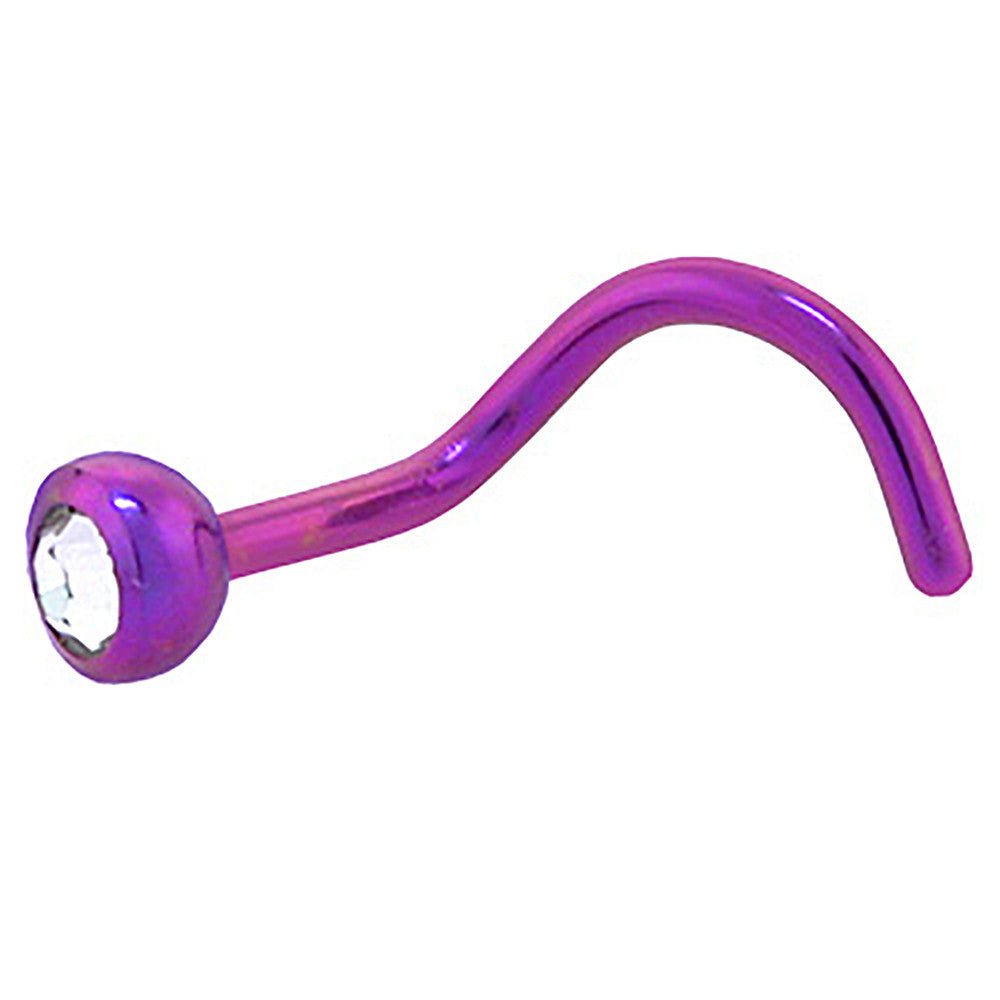Grade 23 Titanium Purple Crystalline Gem Nose Ring
