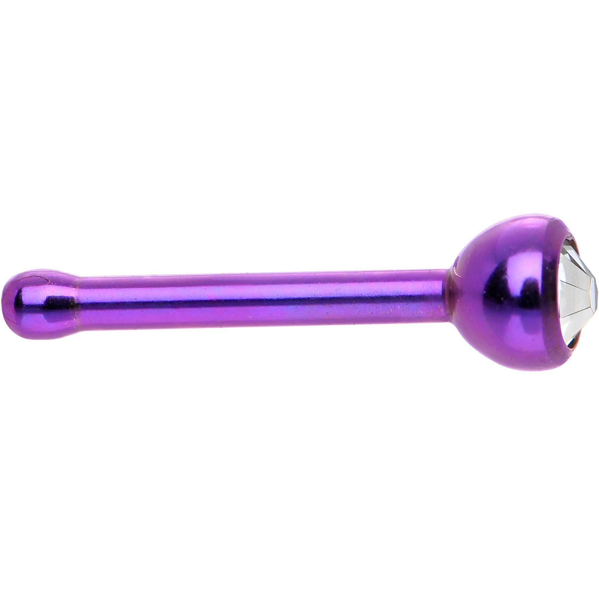Grade 23 Titanium Purple Crystalline Gem Nose Bone