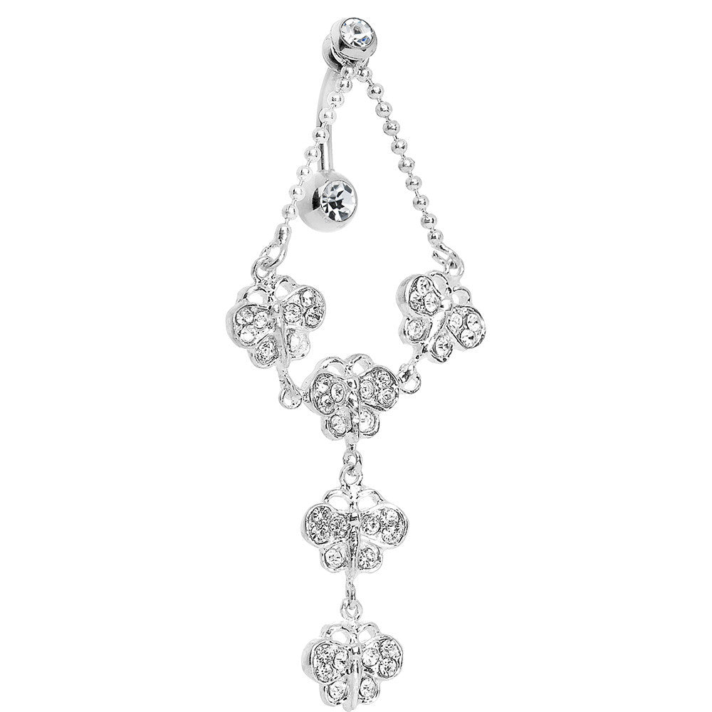 TOP DANGLE Crystalline PAVED GEM BUTTERFLY CHAIN Belly Ring