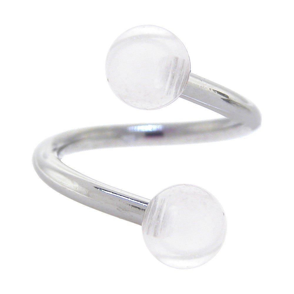 Spiral Twister GLACIER ILLUSION Belly Button Ring - 5mm Balls