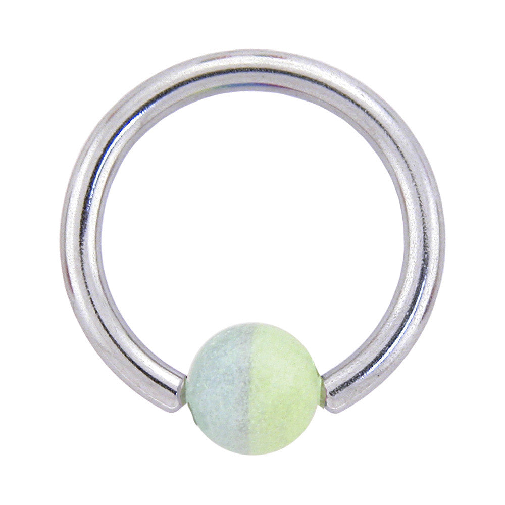 14G Light Blue Green GLOW BCR Circular Barbell