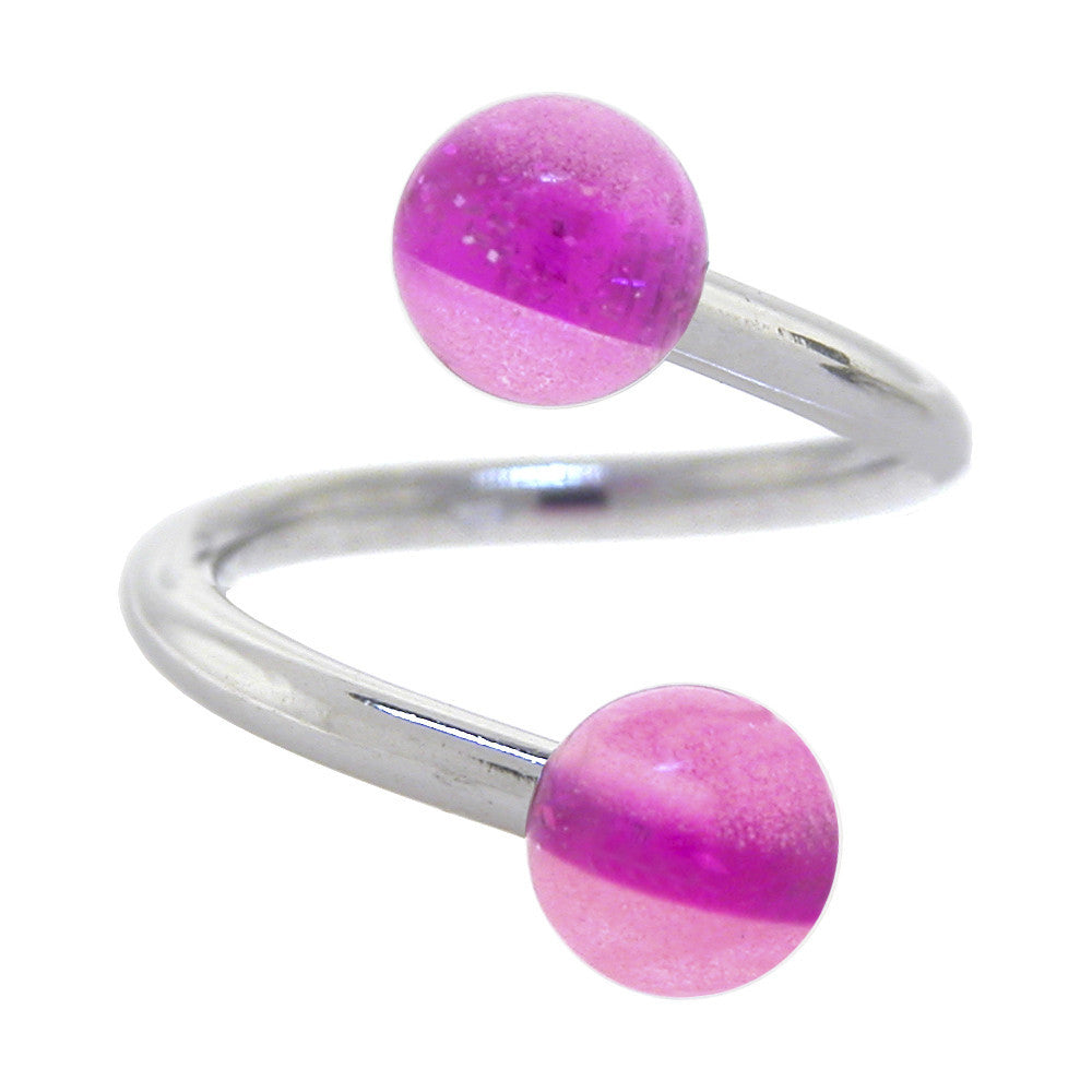 Raspberry Cream GLOW-n-DARK Spiral Belly Ring