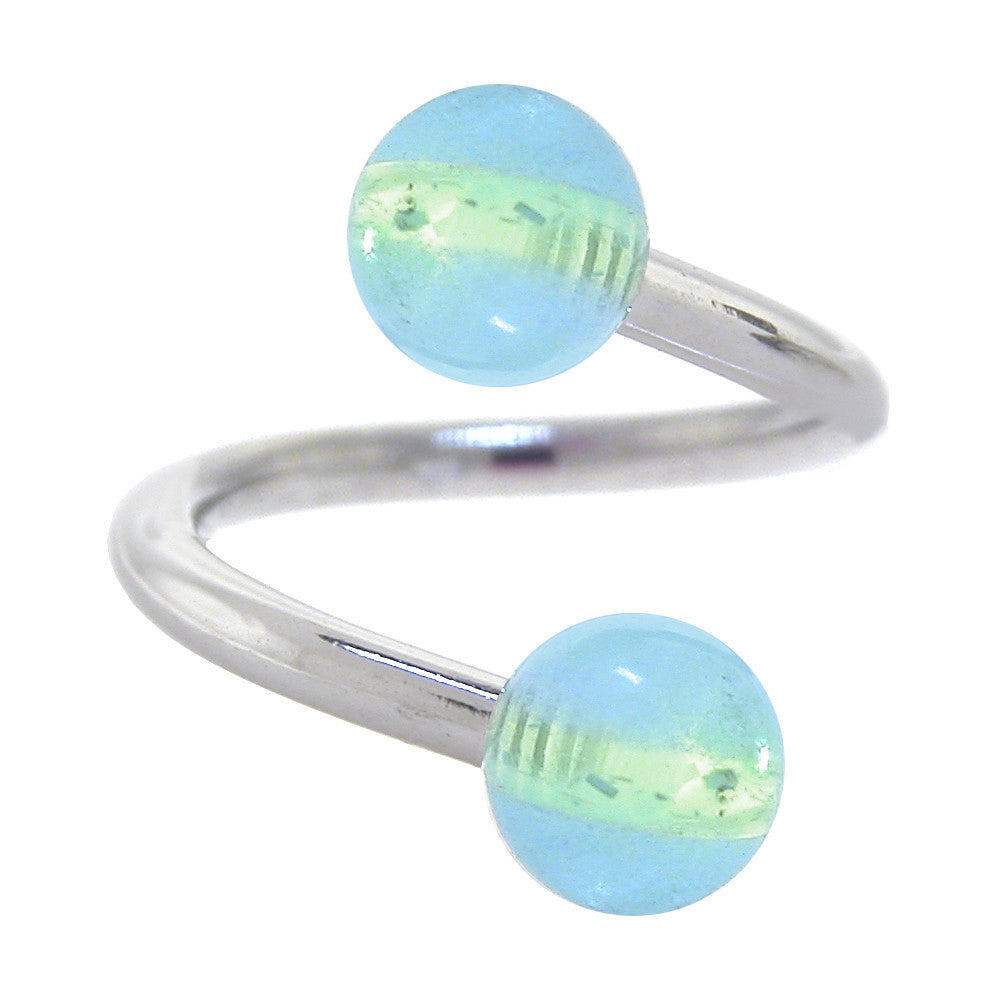 Light CARRIBEAN SEA Spiral Belly Button Ring