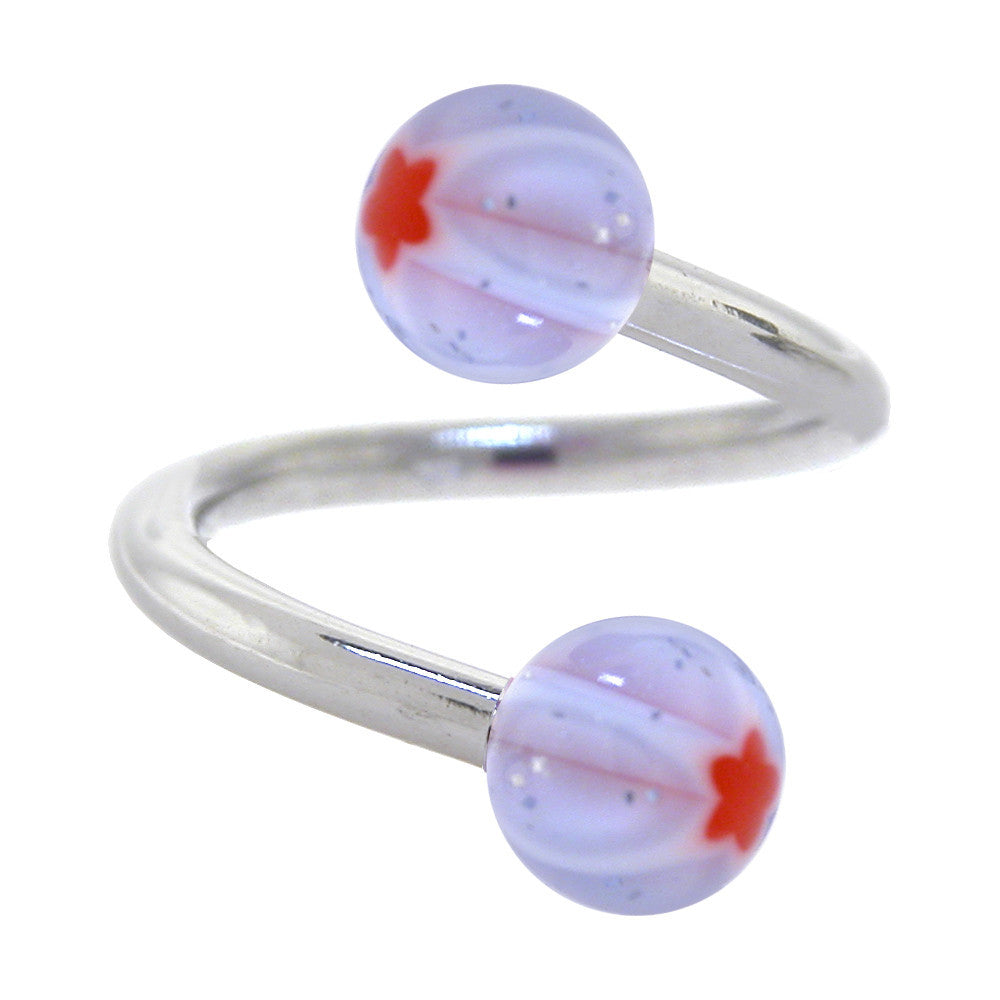 Psychedelich Sky Blue STAR Acrylic Spiral Twister Belly Ring