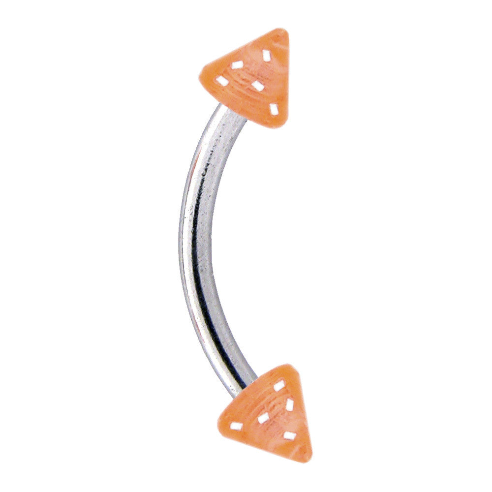 Orange GLITTER UV Curved Barbell Eyebrow Ring