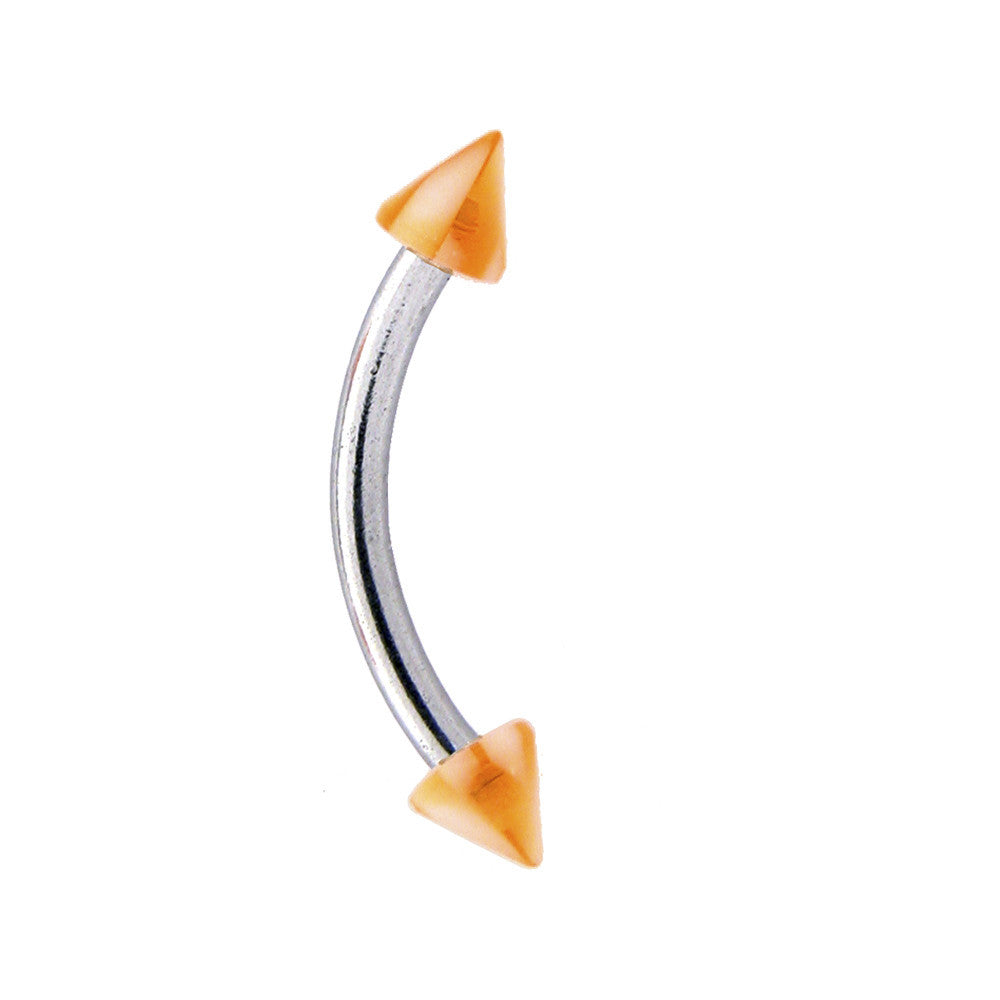 Orange UV CHECKER CONE Curved Barbell Eyebrow Ring