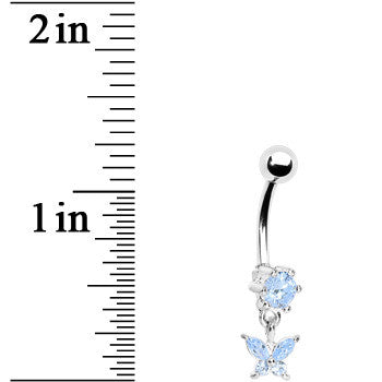 Solar Blue CUBIC ZIRCONIA BUTTERFLY DROP Belly Ring