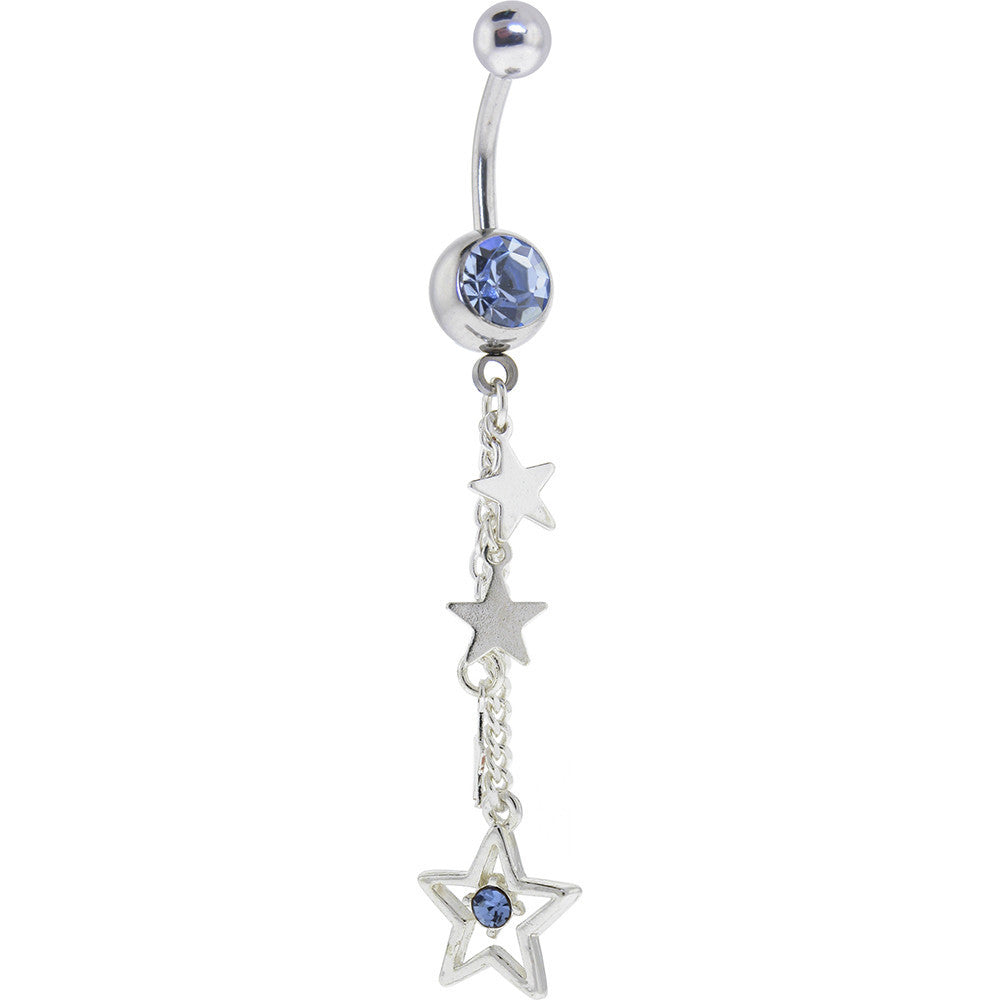 Solar Blue Gem SOARING STAR Chain Drop Dangle Belly Ring