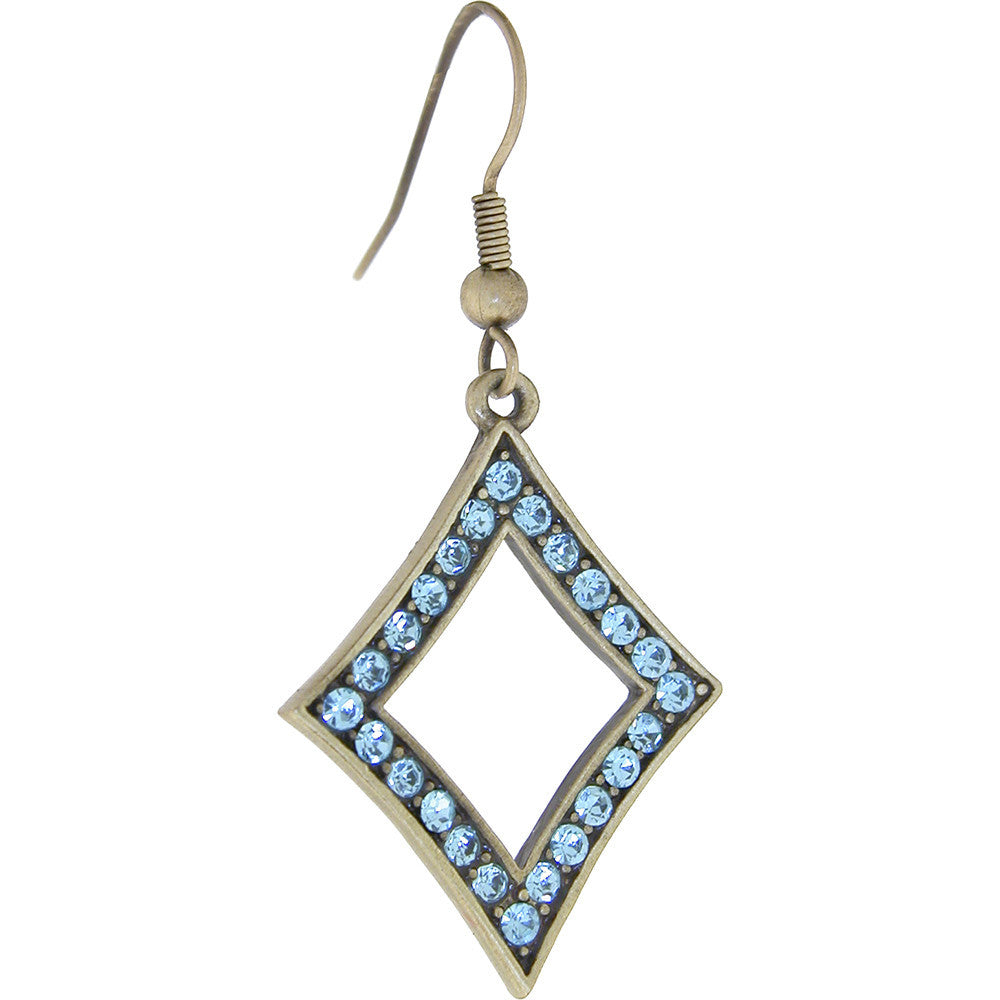 ELLE Jewery Antique Gold Aqua Rhinestone DIAMOND Earrings