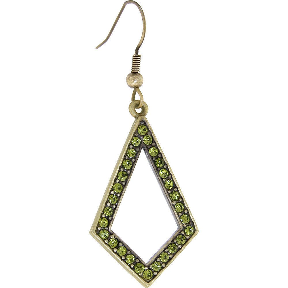 ELLE Jewery Antique Gold Olivine Rhinestone TEASE Earrings