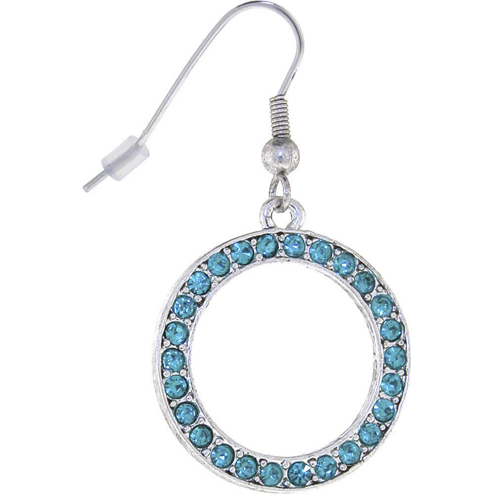ELLE Jewery Silver Blue Zircon Rhinestone CIRCLE Earrings