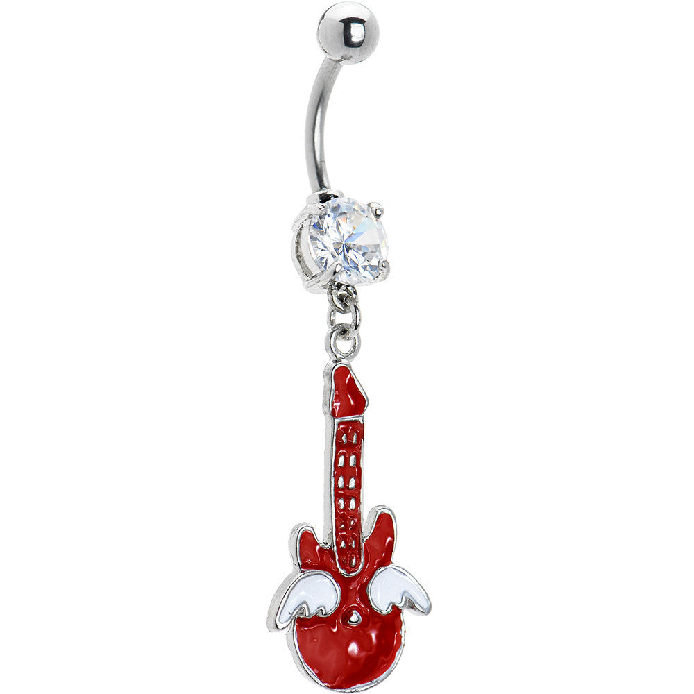Cubic Zirconia Wing Guitar Belly Ring