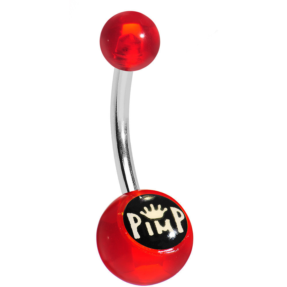 Red Acrylic Pimp King Belly Ring
