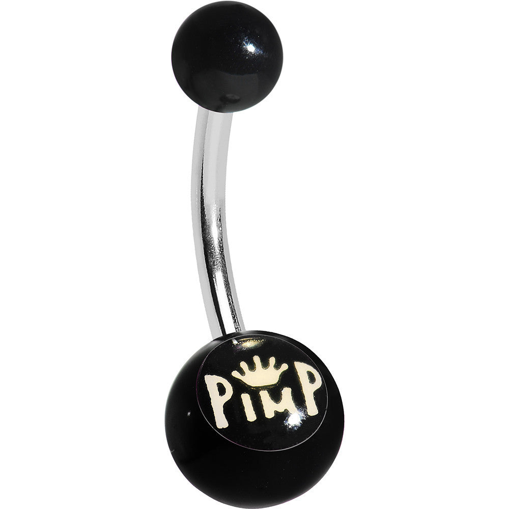 Black Acrylic Pimp King Belly Ring