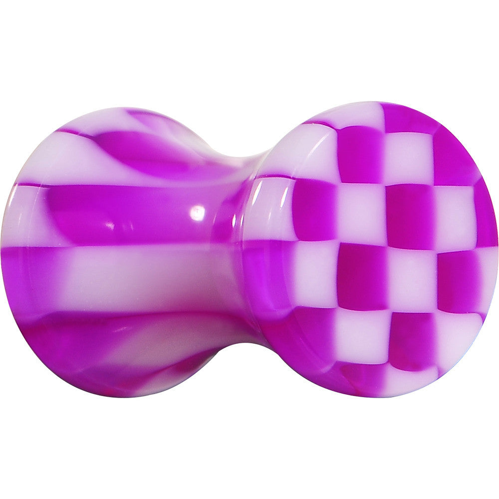 6G Purple and White Checkerboard Acrylic Saddle Plug