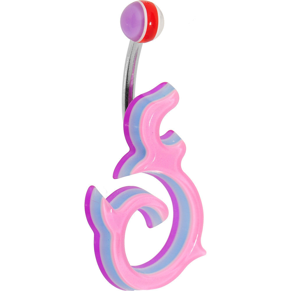 Light Pink Acrylic Multi Layered Left Tribal Dragon Belly Ring