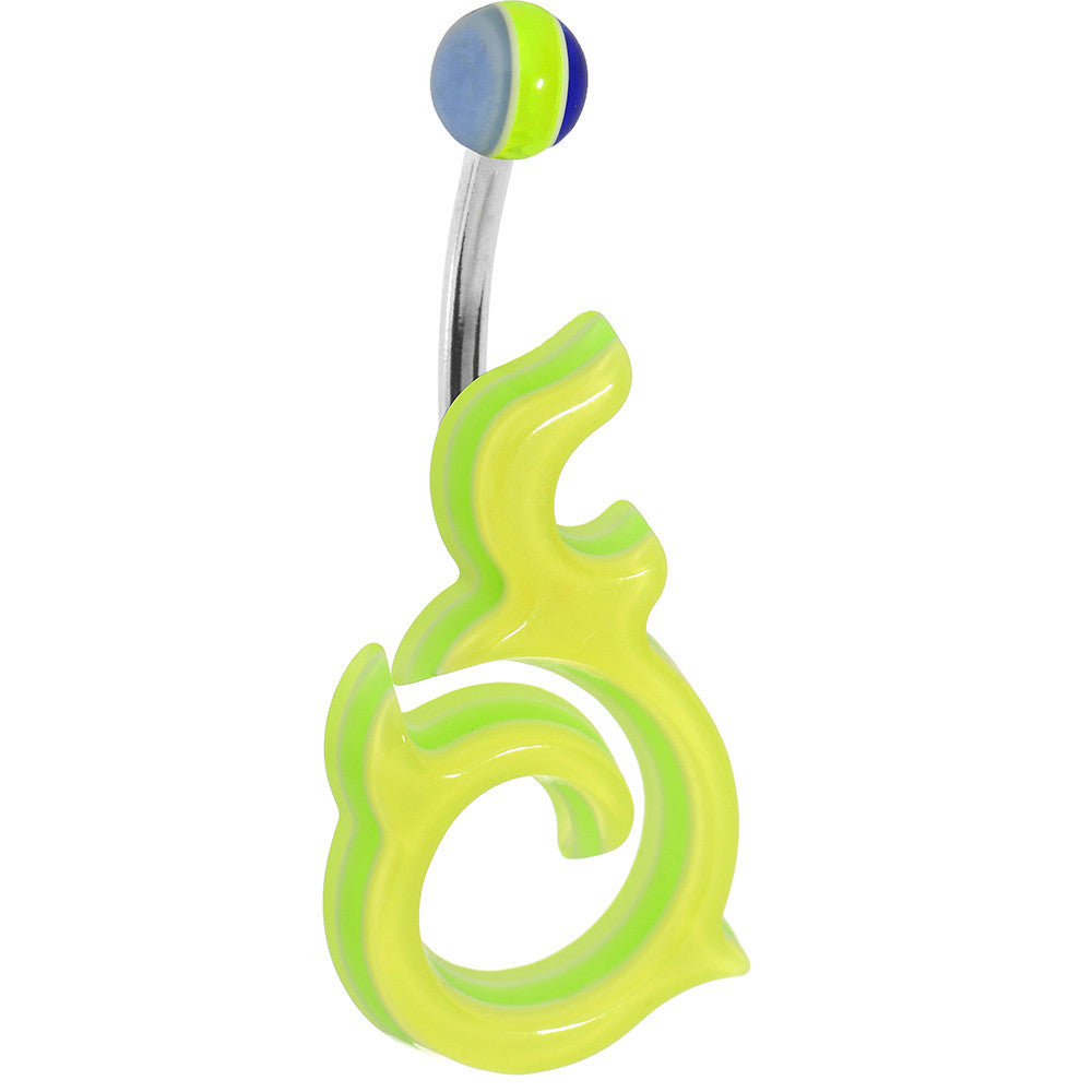 Yellow Acrylic Multi Layered Left Tribal Dragon Belly Ring