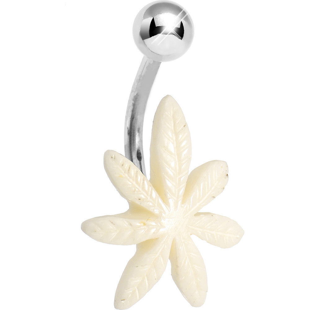 White Pot Leaf Belly Ring