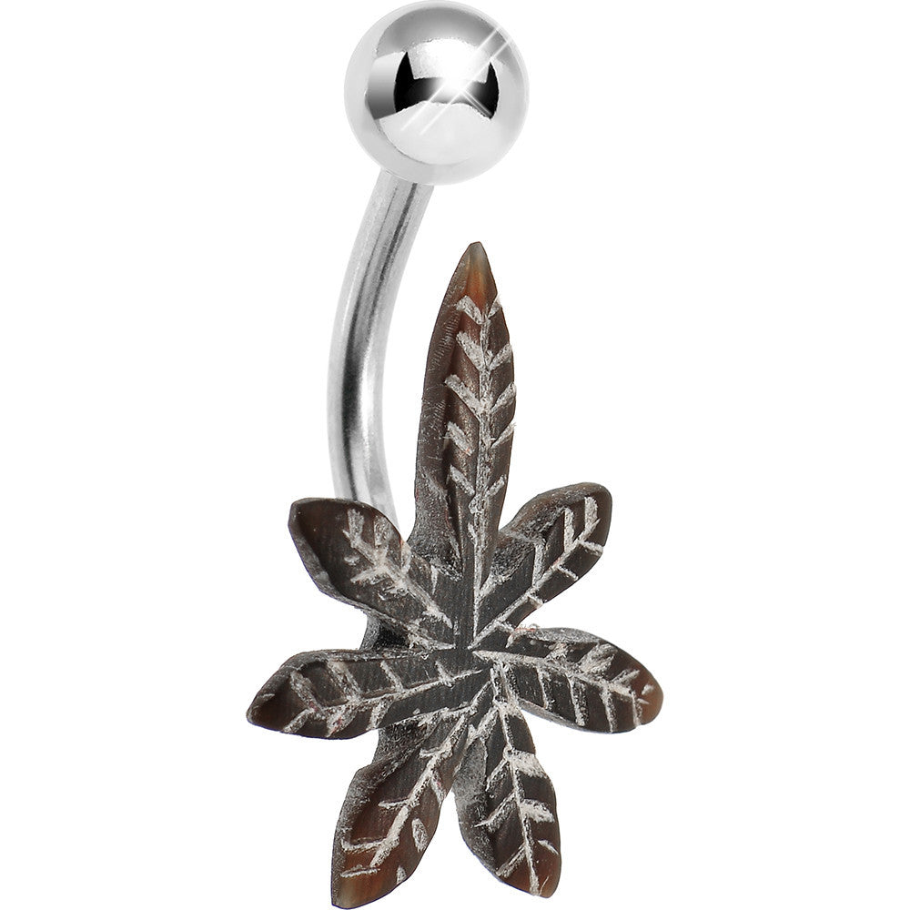 Black Pot Leaf Belly Ring