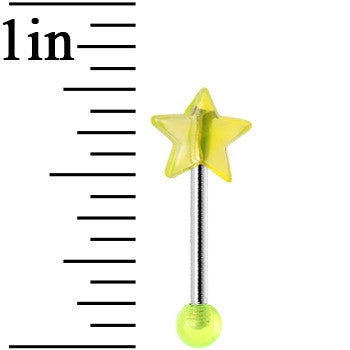 16G Yellow Acrylic Splendid Star Straight Barbell Eyebrow Ring