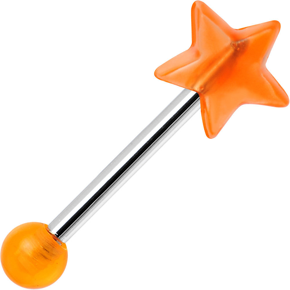 16G Orange Acrylic Splendid Star Straight Barbell Eyebrow Ring