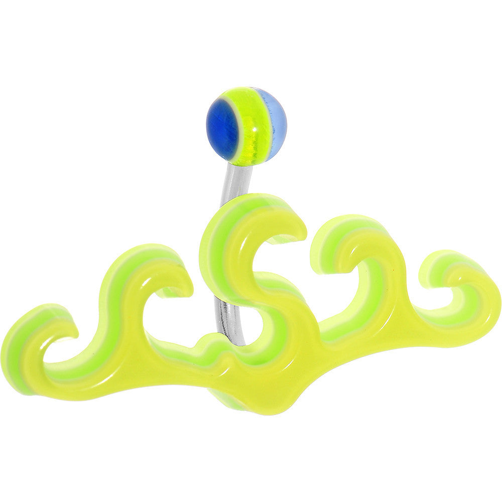 Yellow Acrylic Multi Layered Tribal Ocean Waves Belly Ring