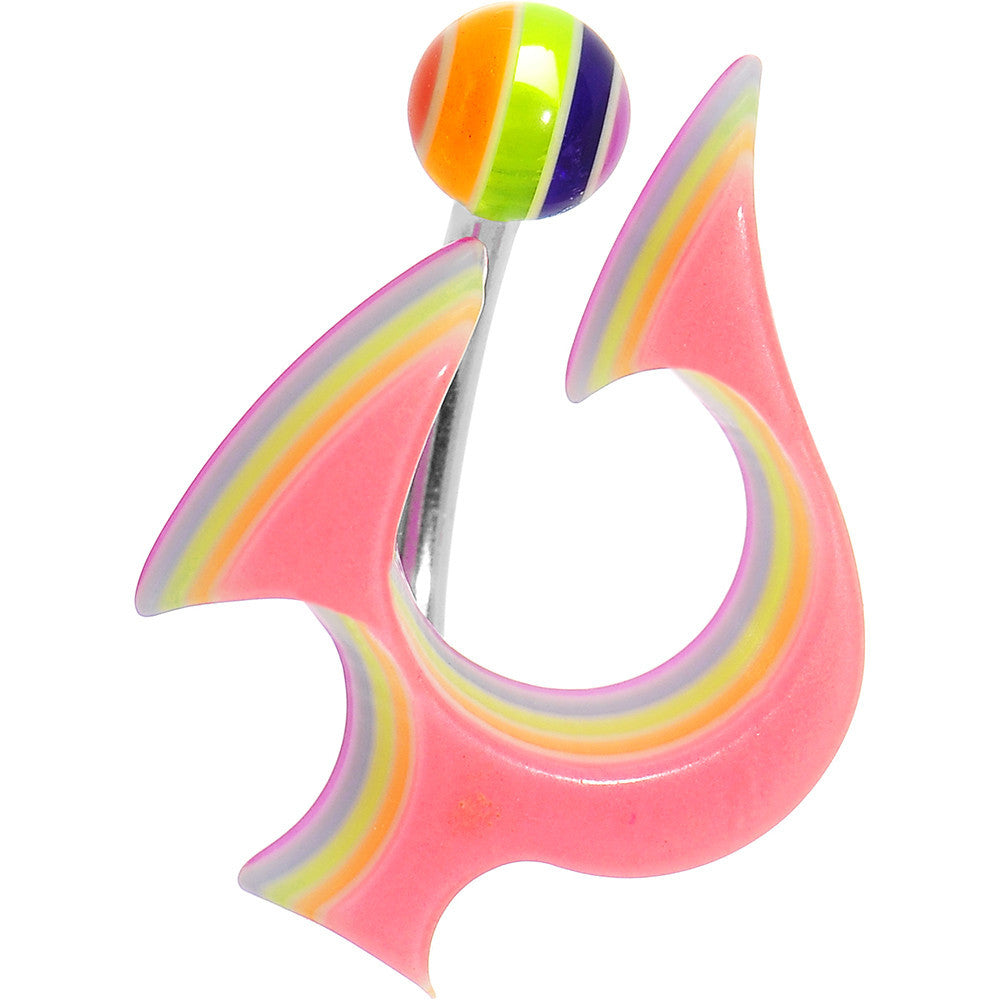 Light Pink Acrylic Multi Layered Tribal Lightning Belly Ring