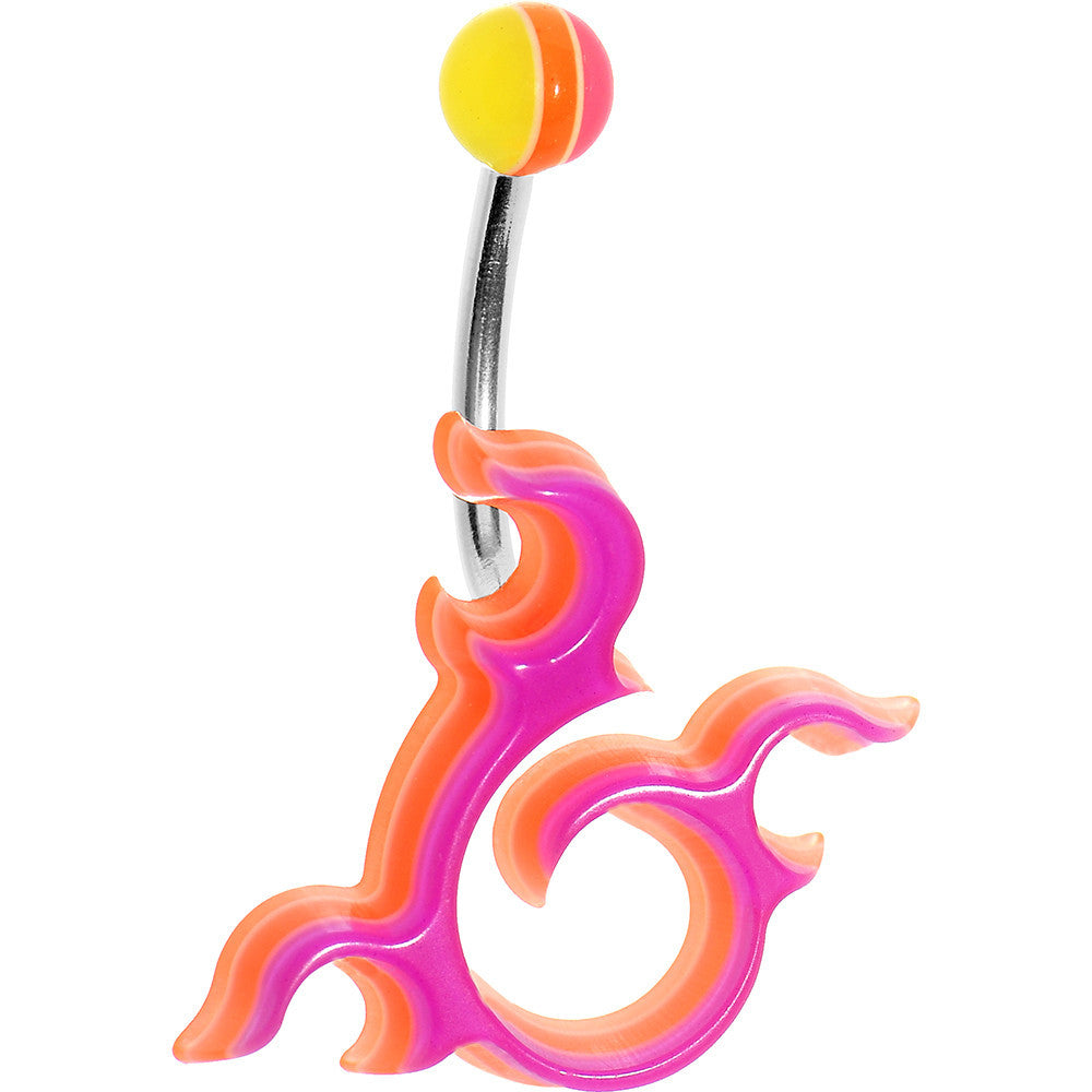 Fuchsia Pink Acrylic Multi Layered Right Tribal Dragon Belly Ring