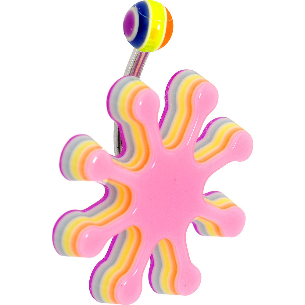 Light Pink Acrylic Multi Layered Paint Splash Belly Ring