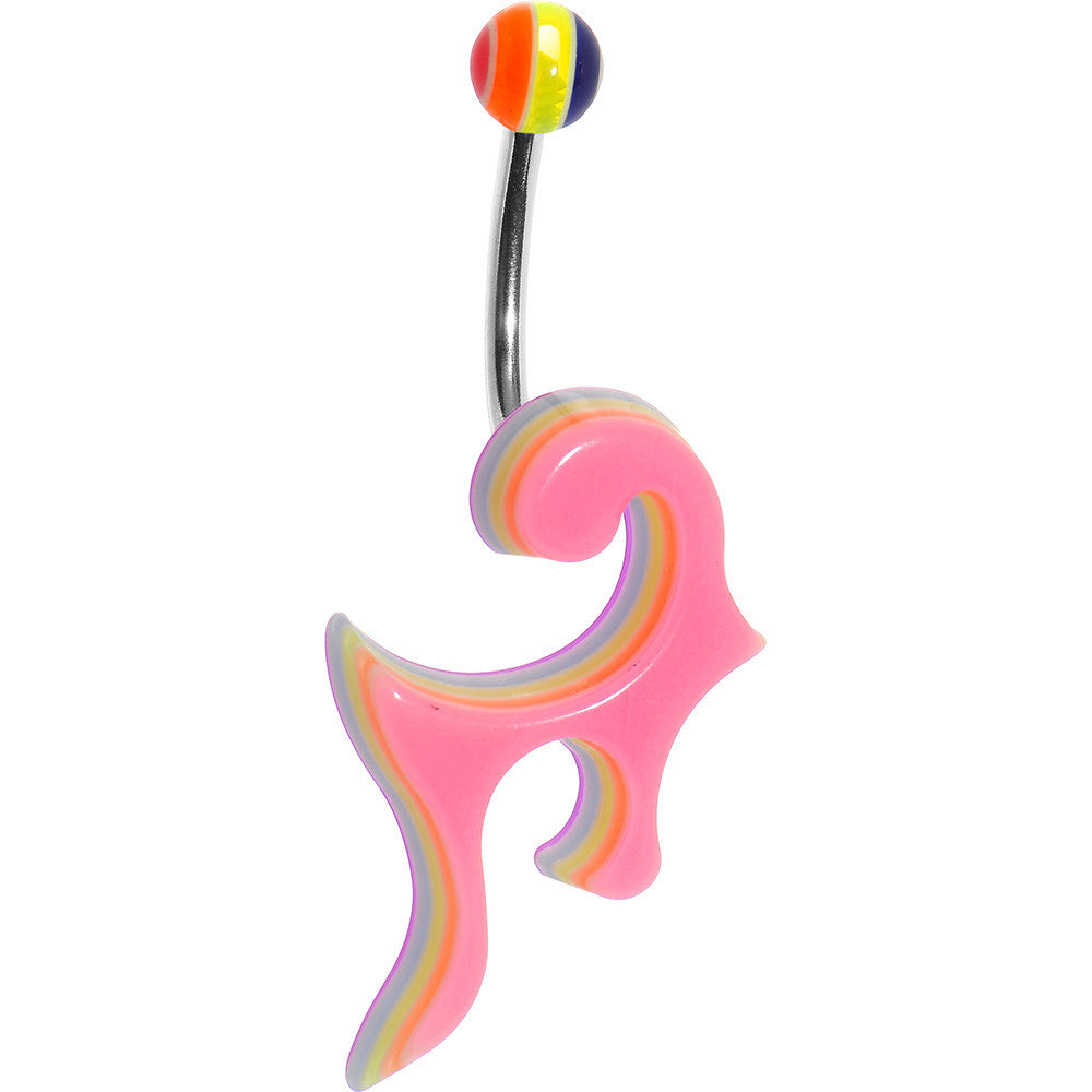 Light Pink Acrylic Multi Layered Tribal Scroll Belly Ring