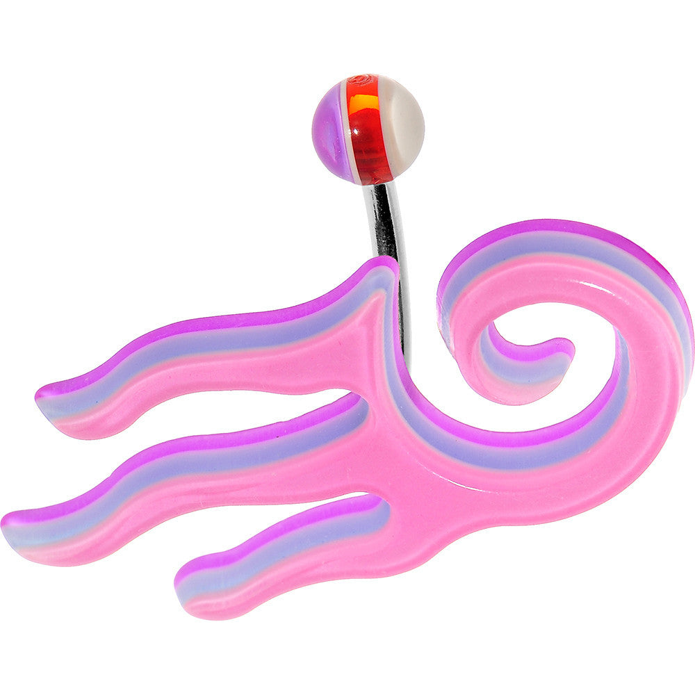 Pink Acrylic Multi Layered Tribal Wind Belly Ring