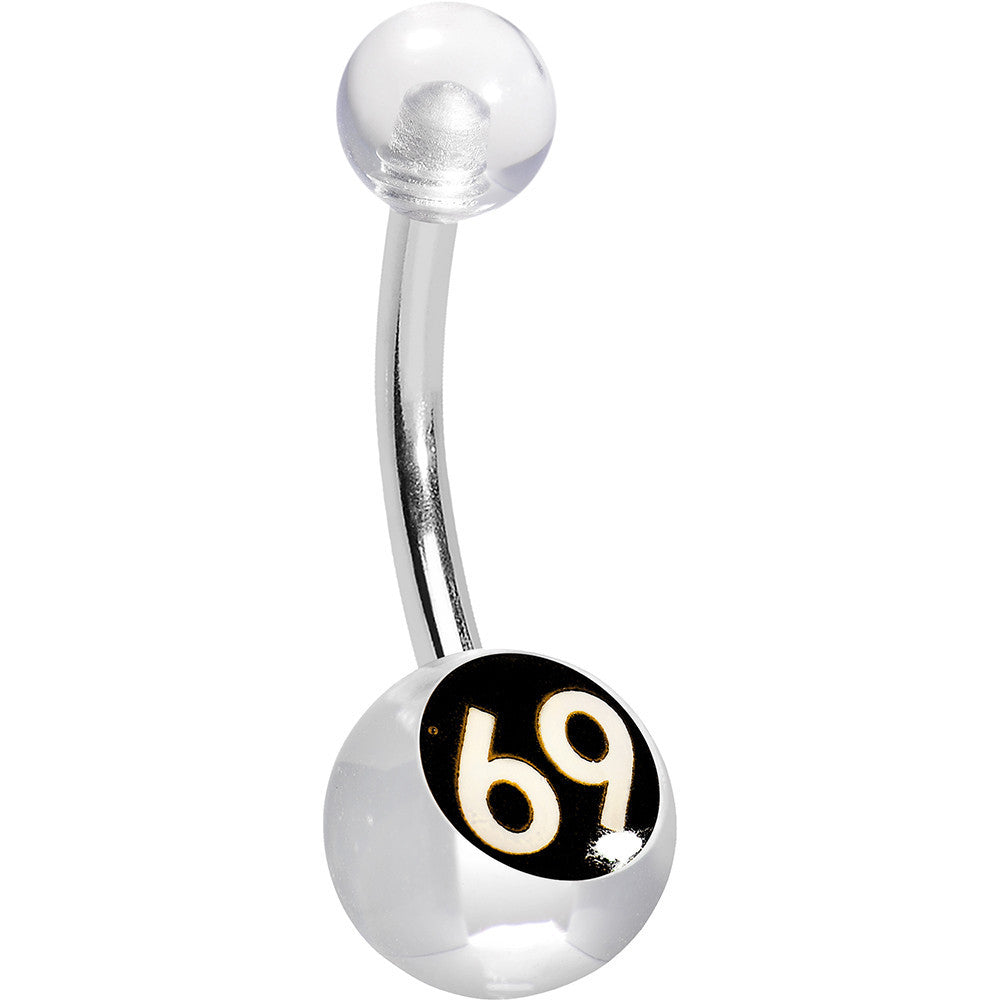 Clear and Black Acrylic 69 Belly Ring