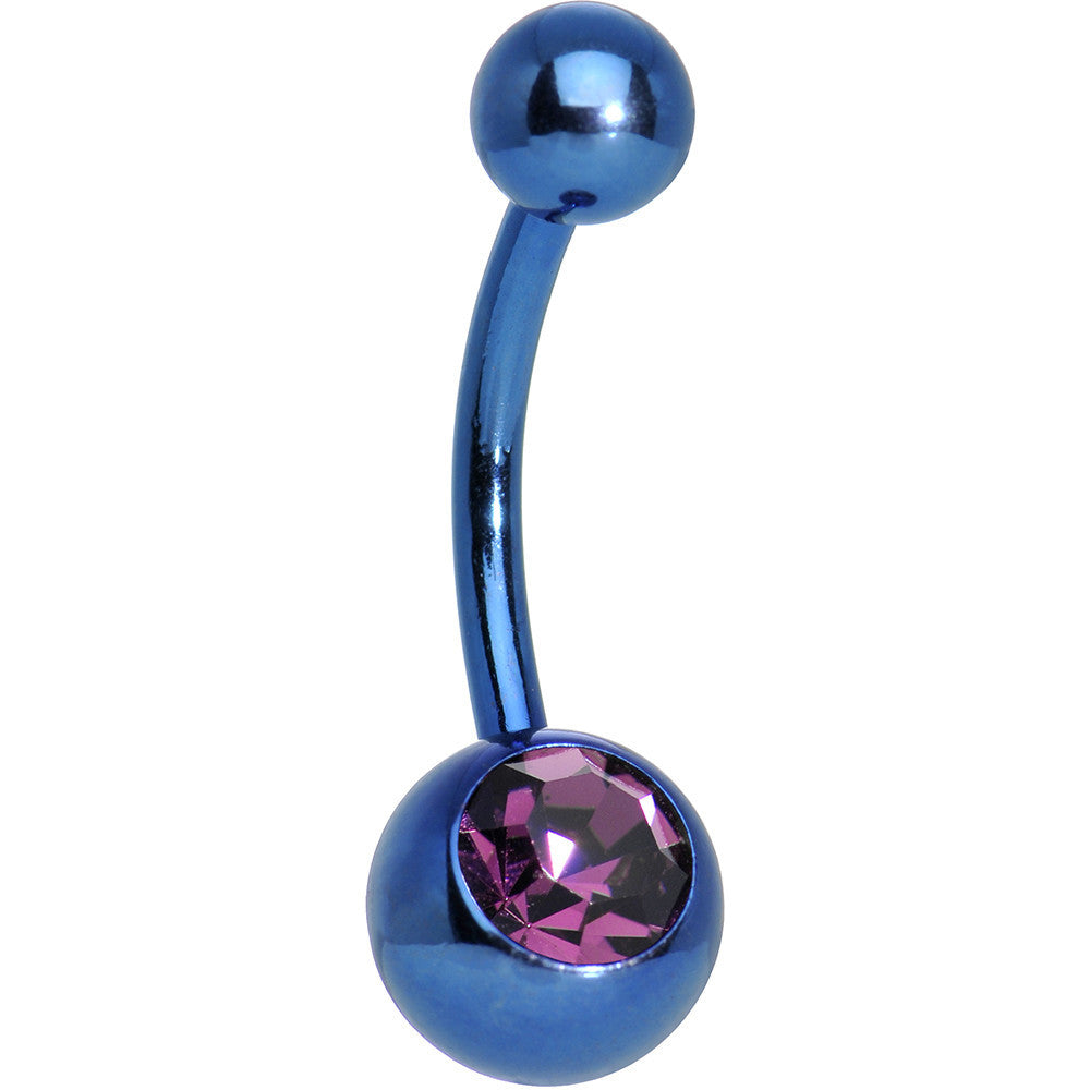 Purple Gem Blue Anodized Titanium Belly Ring
