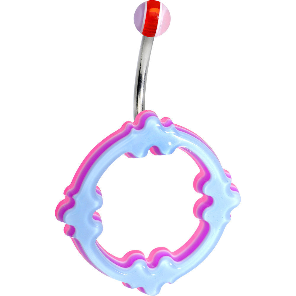 Light Blue Pink Acrylic Multi-Layered Celtic Belly Ring