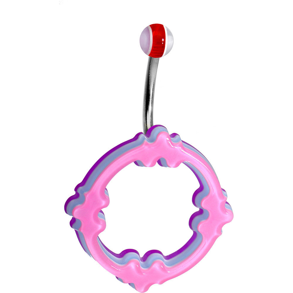 Light Pink Blue Purple Acrylic Multi-Layered Celtic Belly Ring