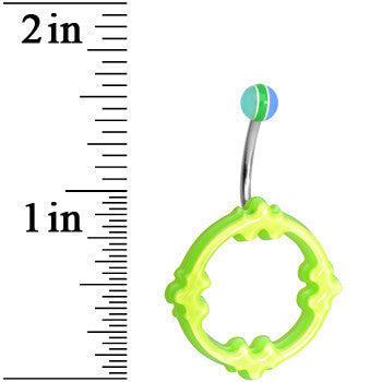 Light Green Blue Striped Ball Acrylic Multi-Layered Celtic Belly Ring