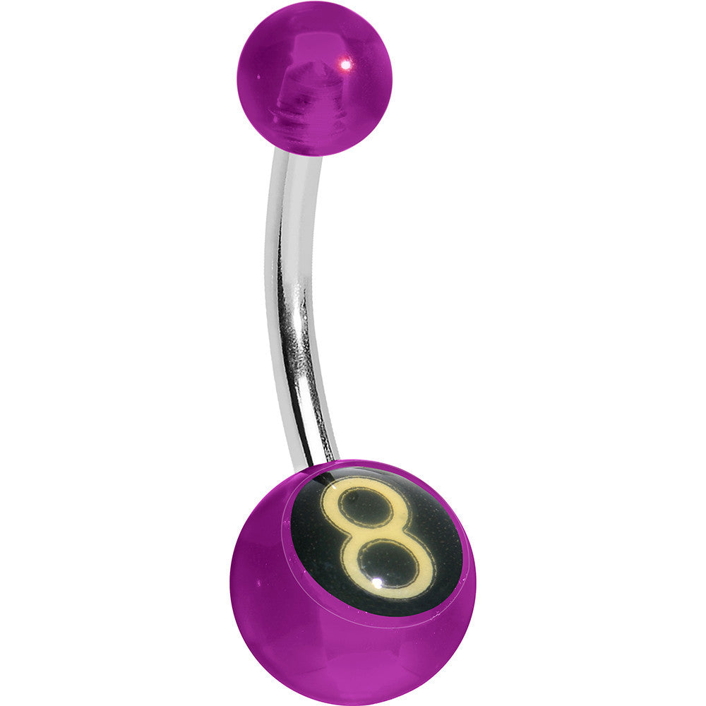 Fuchsia Acrylic Behind the 8 Ball Belly Ring