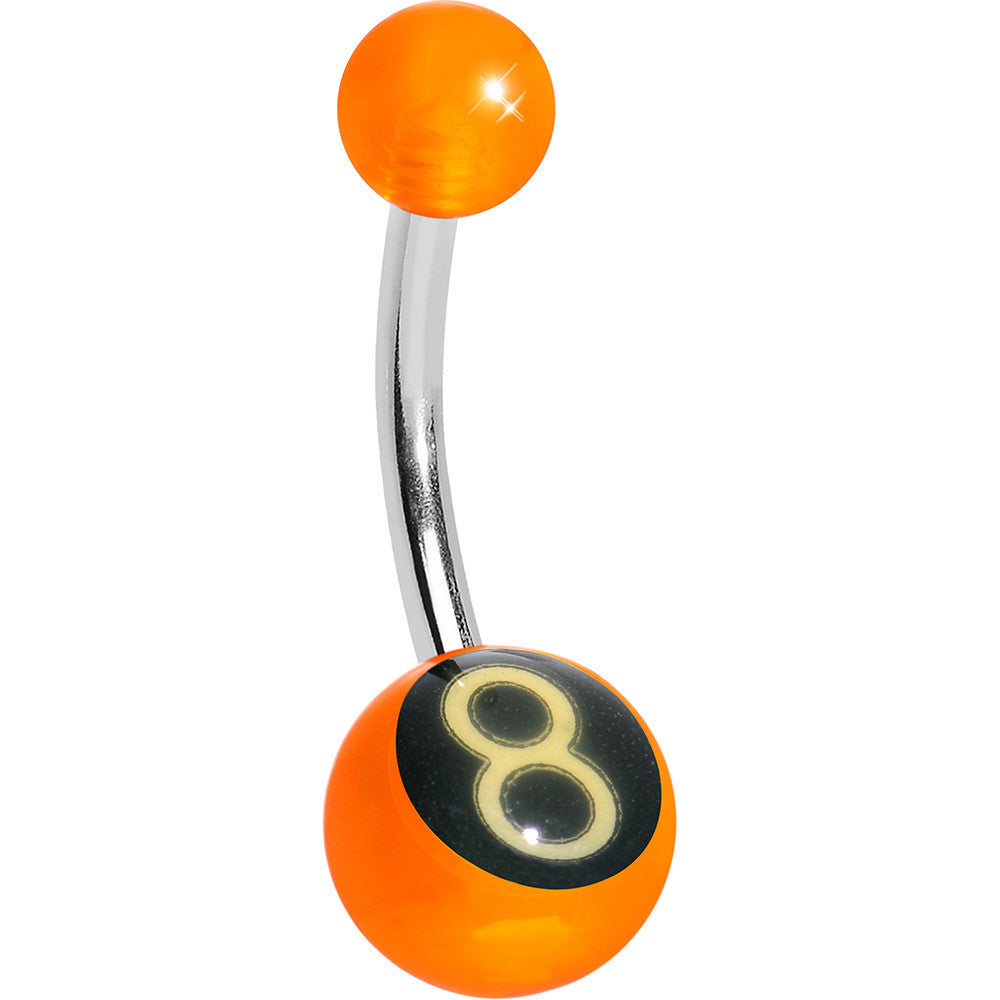 Orange Acrylic Behind the 8 Ball Belly Ring
