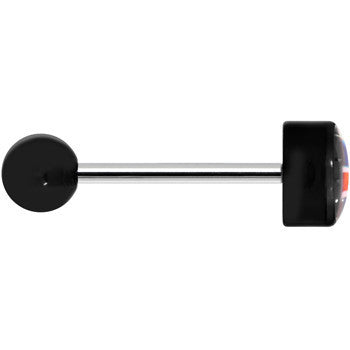 14G 5/8 Black Acrylic UK British Flag Tongue Ring