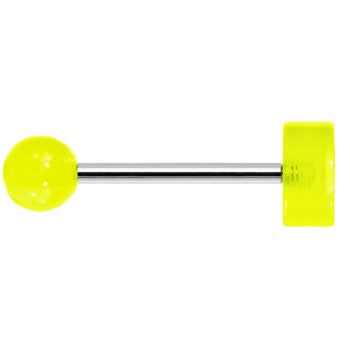 14G 5/8 Neon Green Acrylic Giving the Middle Finger Tongue Ring